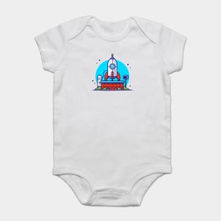 Rocket Testing for Mission and Landing to Moon Cartoon Vector Icon Illustration Baby Bodysuit